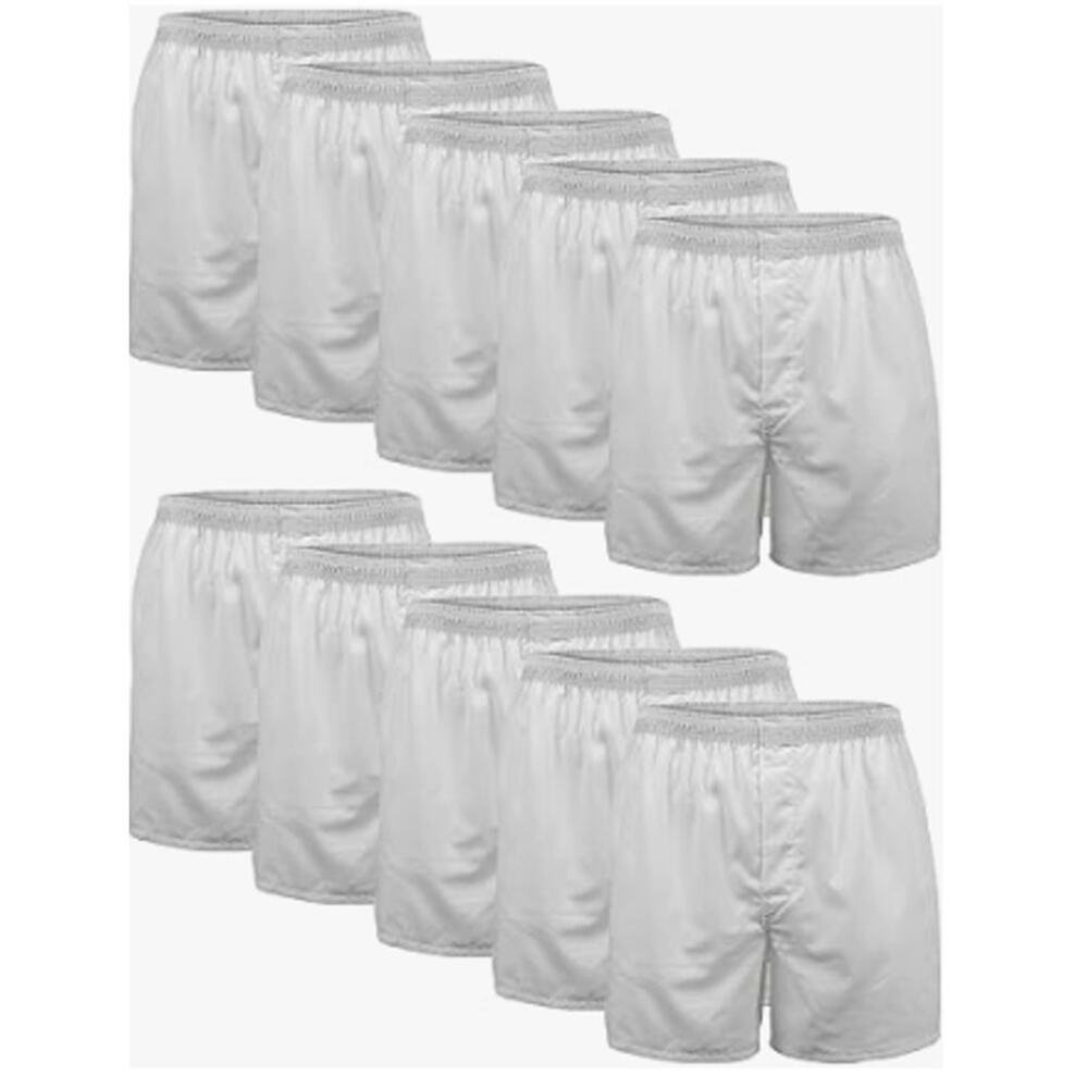 Gildan Men's Small White 10 Pack Woven Cotton Boxers K22-33